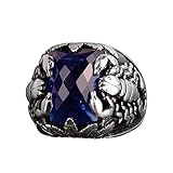 Anello da uomo in argento Sterling 925, pietra zaffiro artificiale, anello scorpione, spedizione espressa gratuita, Argento, Zaffiro sintetico immagine