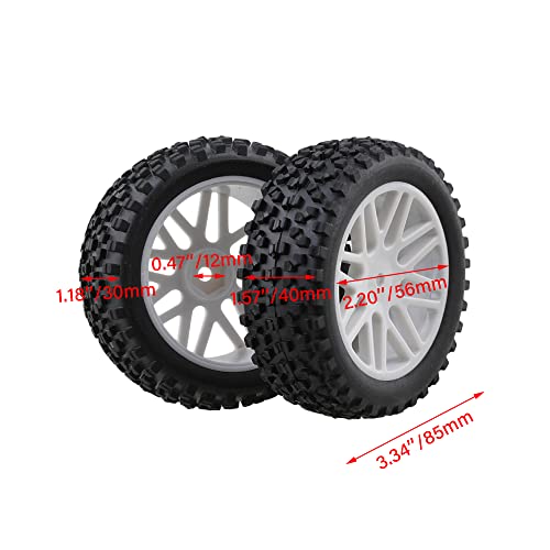 Weiße vordere hintere Buggy-Felge Gummireifen für RC 1:10 4er Pack – Ansicht 2