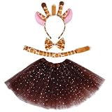 Marrywindix Khaki Giraffe Costume Tutu Set Animal Fancy Dress Costume Kit Halloween Party Dress Up Accessories