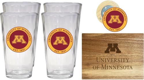 Minnesota Gophers Pack de Cocina con Copas y Tabla de Madera
