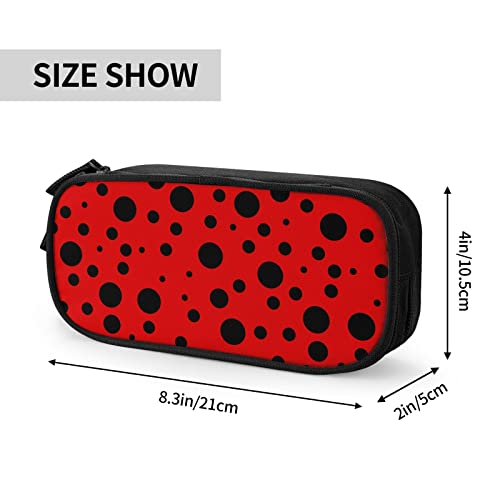 Image of YETTA YANG Ladybug Black And Red Polka Dot Pencil Box Case for Pen Holders Office Supplies Big Capacity large