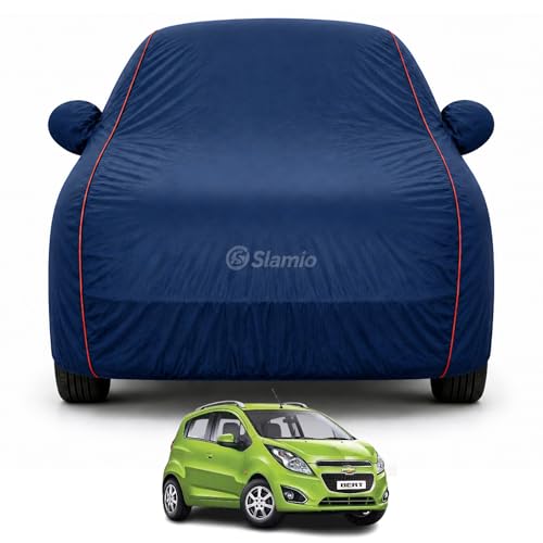 Image of Car Cover for Chevrolet Beat | 100% Waterproof Heavy-Duty 3-Layer Car Body Cover | All-Weather Rain, UV, Sun & Dust Protection | Custom Fit | Mirror & Antenna Pockets | Navy Blue