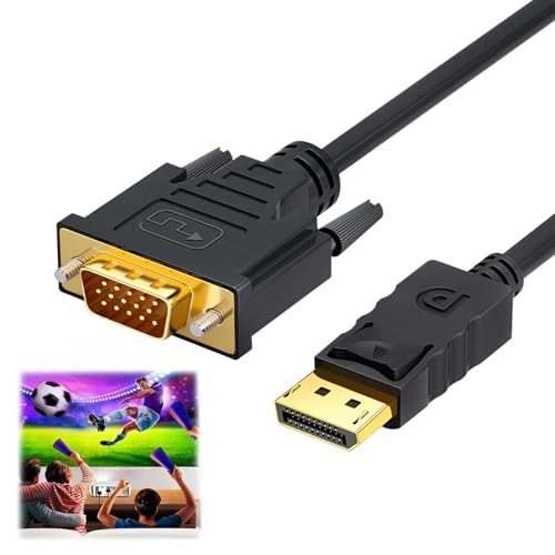 Lytari DisplayPort to VGA Cable DP to VGA Adapter 1080P Gold-Plated Display Port to Vga Cables Male to Male Digital Video Lead Compatible with Monitor Desktop Laptop PC HDTV Projector MacBook 1.8M
