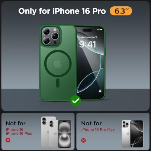 Image of miracase for iPhone 16 Pro Matte Series Case, Magnetic, Dark Green | Velvet Touch | Military-Grade Protection | Anti-Fingerprint | 6,3 Inch