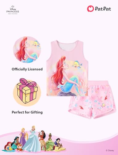 Image of Disney Stitch丨 Frozen丨 Minnie Mouse丨Princess丨Winnie Tank Top+Dolphin Shorts Girls Outfits Workout Athletic Set Summer