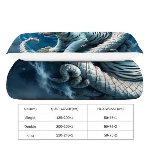 Housse de couette dragon tigre 3D en microfibre respirante - 4