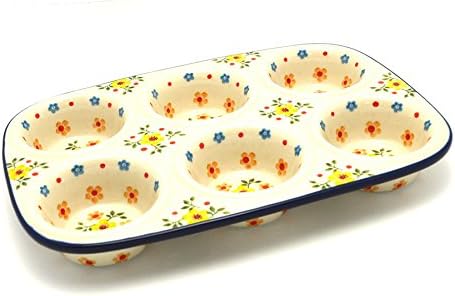 Polish Pottery Muffin Pan - Buttercup