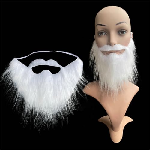Santa Bart Kostüm Zwergenbart Rauschebart Weihnachten Holzfäller Bart Zubehör für Erwachsene Weihnachtsmann Weihnachten Christmas Halloween Mottoparty Cosplay Karneval Party (Weiß)