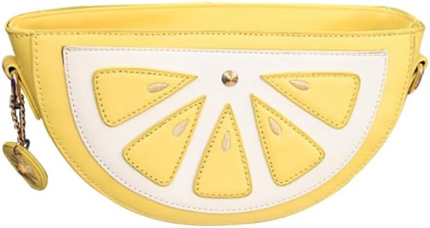 PartyKindom Lemon Crossbody Bag for Women, Cute Fruit-Shaped Shoulder Purse, Small PU Leather Phone Bag with Chain Strap for Travel Daily Use