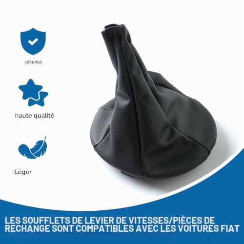 XPEX 1 Pièces Soufflet De Levier De Vitesses, Sac En Cuir Pour Fiat Avec Bague De Retenue Pour Levier De Vitesse De Rechange Voiture Pour Fiat Panda 2003-2012 Pour Fiat 500 500C 2007-2013(Gris) – vue 4