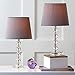 SAFAVIEH Lighting Collection – Nola Set of 2 Modern Glam Stacked Crystal Ball 16-Inch Table Lamps with Light Grey Shade, LED Bulbs Included, Bedroom Living Room Home Office (LIT4123B-SET2)