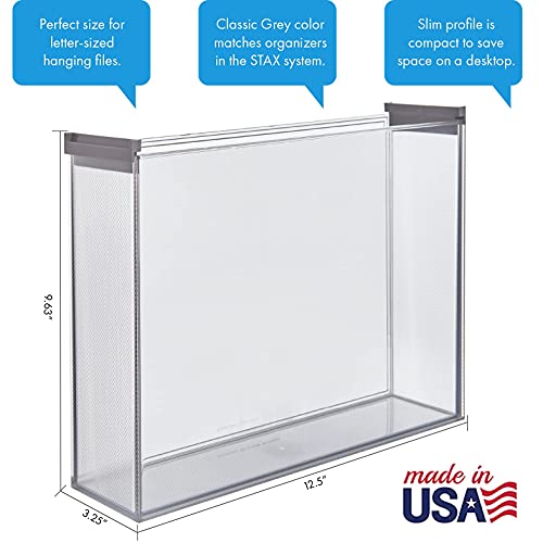 Stori Stax Plastic Hanging File Holder | Slim Profile Letter-Size Hanging File Organizer | Easily Sort Important Documents | Perfect Storage Bin For Desktop And Home Office | Classic Grey #TOP4