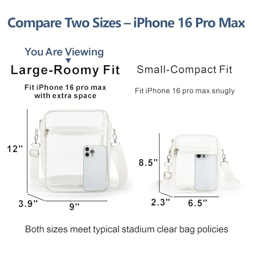 Image of PACKISM Clear Bag for Stadium Events - Clear Purses for Women Transparent Crossbody Messenger Bag for Concerts Game Day