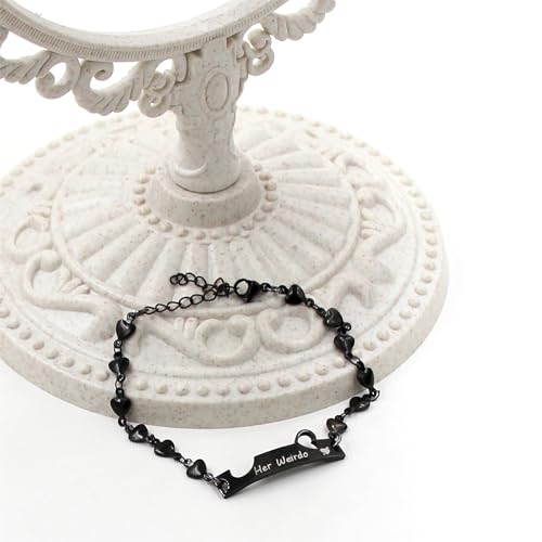 Image of 2 Couple Bracelets for men women, Love /Koi Fish /Gossip Jigsaw Puzzle Stainless Steel Heart-shaped Chain Adjustable Bracelet for Boyfriend Girlfriend Valentine's Day Gift Jewelry