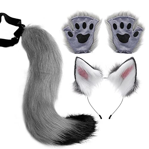 Kit de queue de loup avec oreilles douces et gants assortis finition soignée