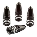 Bike Bits Presta Valve Caps - Use On Presta/French Valves (4 Pack) (Black, Rocket)