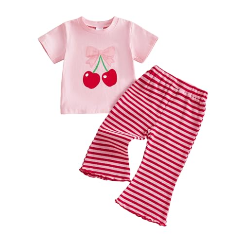 Image of Ayalinggo Baby Girl Summer Outfits Short Sleeve Lettuce Trim Floral Tops + Shorts Set Infant Clothes