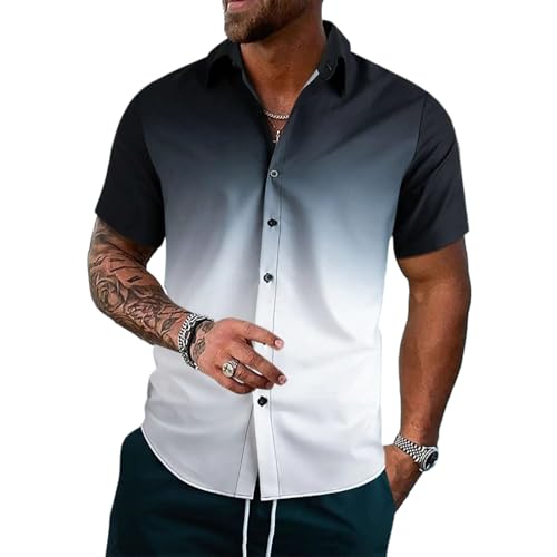 Chemise d'été homme dégradé simple graphique pour un look décontracté chic et fluide