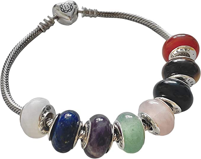 Bolenvi Real Chakra ones Healing Murano Cryals 925 erling Silver Pendant Charm Bead For Pandora & Similar Charm Bracelets or Necklaces (Red Jasper)3