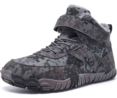 YINGCSM Boys Winter Boots Camouflage Snow Warm Faux Fur Lined Water-Resistant Shoes (Little Kid/Big Kid)