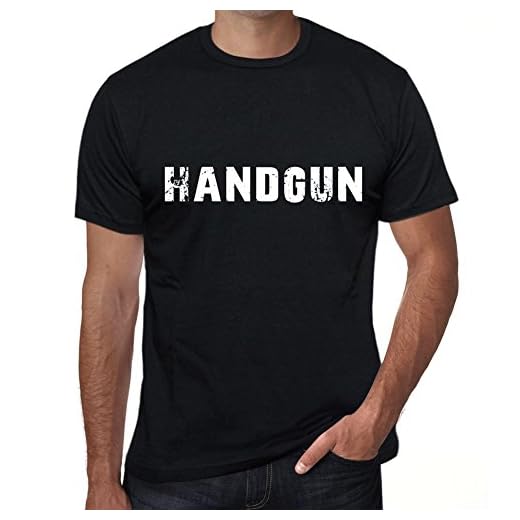 Mäns grafisk design vintage present t-shirt lägg till din egen text handgun, svart, L
