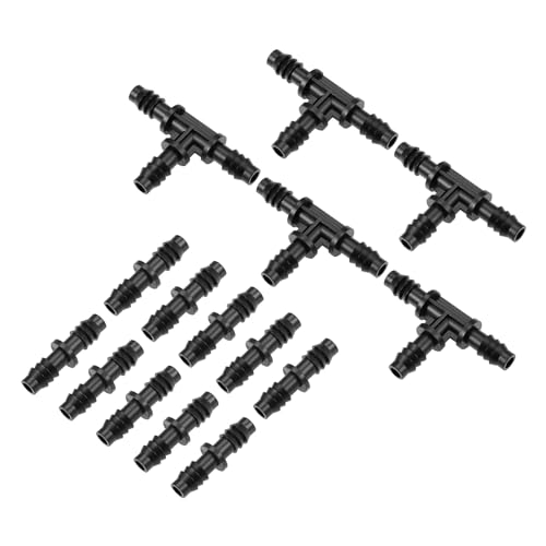 QUARKZMAN Ardiglione Goccia Dritto e T Tubo Connettore 8mm Diametro Interno Tubo Montaggio per Giardino Agricolo Irrigazione sistemi Plastica 1 Set