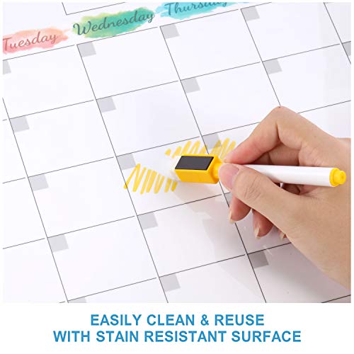 Dry Erase Fridge Magnetic Calendar - White Board Magnetic Calendar For Refrigerator Magnetic Calendar Kitchen Decor, 15"X 11.5", Calendar With Thin Protective Film And Grocery List Magnet Pad #TOP5