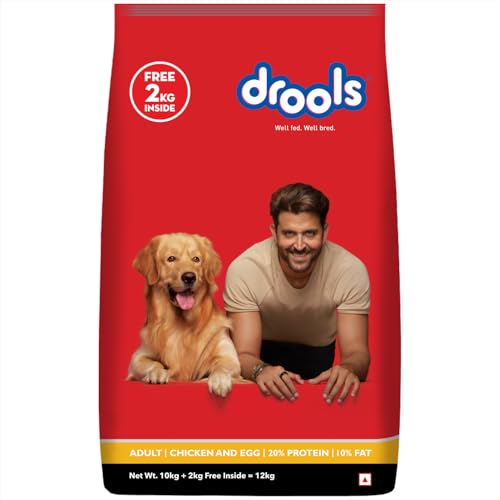 Drools Chicken and Egg Adult Dry Dog Food, 10kg (+2kg Extra Free Inside)