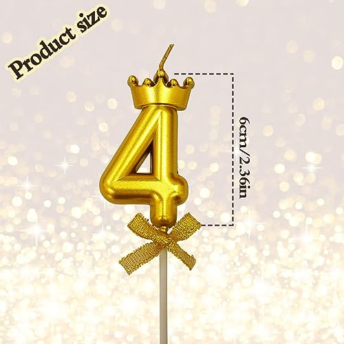 Image of 2 Pc 49 Number Candle for Birthday Cake Metallic 49th Birthday Cake Decoration Forty Nine Candle with Crown on Top Cake Topper 0-9 Number Candles for Anniversary (Pack of 2, Gold)