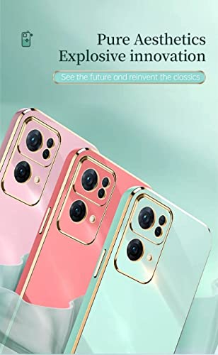 Image of Apurb Store for Oppo Reno 7 Pro 5G Plating Square Gold Frame Phone Case Luxury Soft Silicone Back Cover (for Oppo Reno 7 Pro 5G, Pink)