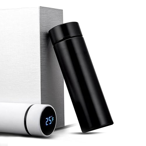 Yanek Smart Water Bottle Stainless Steel Travel Mug with Smart LCD Touch Screen Temperature Display Leak-Proof Hot & Cold Beverage Flask Ideal for Trave Gym Office & Daily Use (BLACK)