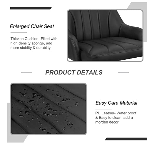 Vecelo Bar Stools Set Of 2, Adjustable Barstools, Counter Height Stools With Back And Arm, Kitchen Island Stools, Swivel Pu Chairs For Pub, Dining Room, Modern Style, Black #TOP4