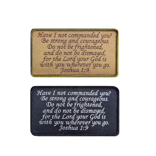 Joshua 1:9 Bible Verse 210 Have I NOT COMMANDED You 2 Pieces Funny Military Morale Meme Molle Hook and Loop Sew On Patch for Tactical Backpack Murph Hats Helmets