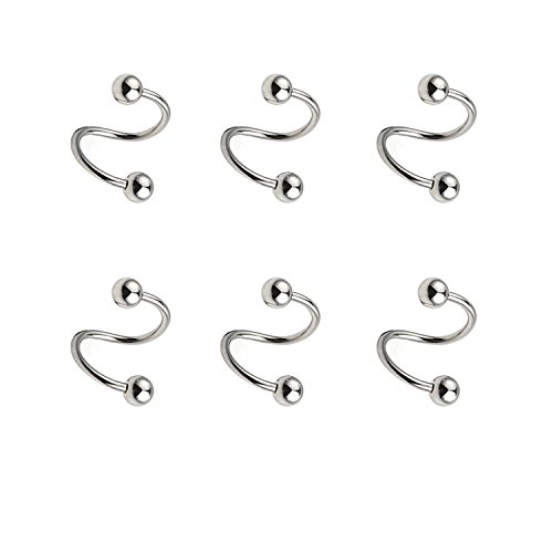 VF VFUN 316L Acier Chirurgical 16G Piercing Lèvre Labret Boule Cartilage Oreille Helix Tragus Piercing Anneau 6Pièce Argent