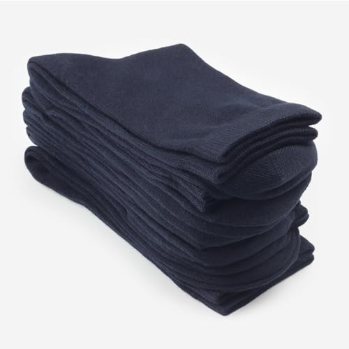 Cotton Day Unisex Little Kids Youth Boys Girls Soft Cotton Crew Dress Socks Seamless Toe 6 Pack 10-12 Years Plain Navy Xl thumb #3