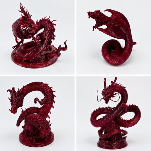 Image of PETG Filament 1.75mm, Dragon Blood Red, Co-Extruded Core-Shell 3D Printer Filament, PETG Core with PLA Coating, Glossy Dark Red Black Filament for FDM 3D Printing, 1kg Spool