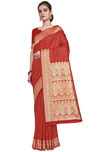 Glory Sarees Women’s Banarasi Silk Saree With Blouse Piece (Luxury127_Red)