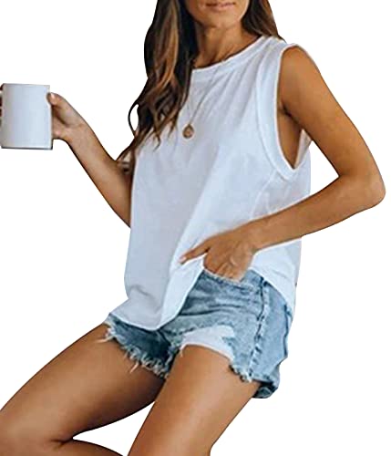 Women's Summer Sleeveless Tank Top Loose Fit Casual Crew Neck T Shirts Basic Tee Tops2