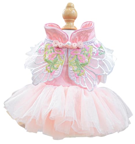 Furbabycare Fashion Sweet Puppy Dog Autumn and Winter Princess Skirt Pet Dog Lace Cake Camisole Tutu Dress C-Pink S