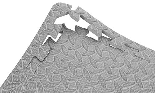 Performance Tool W88989 24" X 24" Protective Diamond Shape Anti-Fatigue Interlocking Floor Mat (24 Square Feet) , Grey #TOP1