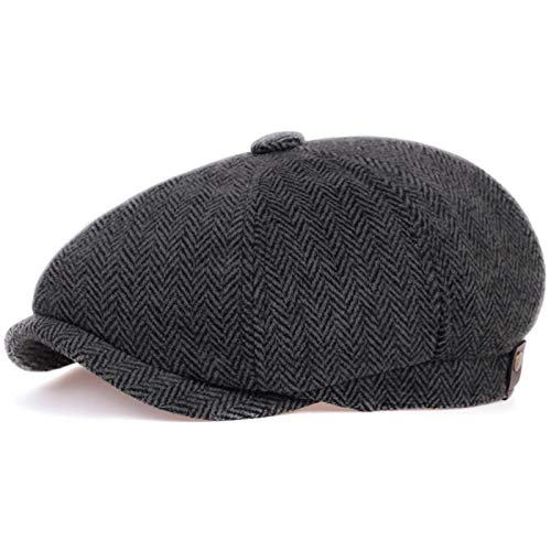 AROVON Invierno Peaky Blinders Gorra Plana Lana Vintage Octagonal Sombrero Hombre Taxista Sombrero Hiedra Oído Sombrero Cap Irlandés Caza Oído Solapa Hombre Newsboy Cap