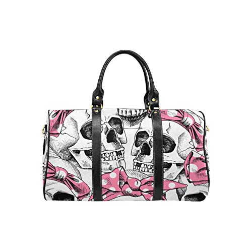 InterestPrint Skull in a Pink Headband Unisex Duffel Bag Carry-on Bag Overnight Bag Weekender Bag