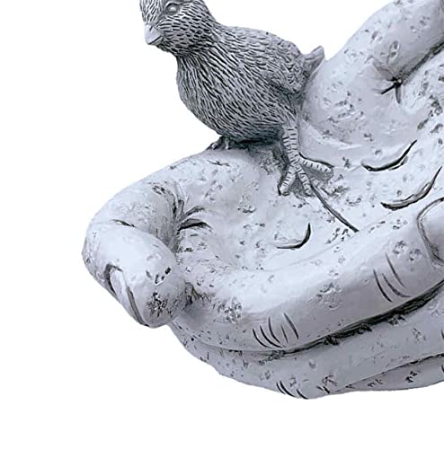 EatingBiting 7.5" Bird Bath Feeder in Hands Stone Garden Patio Ornament Water Decor Hand-Shaped Creative Resin Bird Feeder Outdoor Garden Decorations Ornaments for Porch Pathway Yard by EatingBiting - Used condition - Image 5