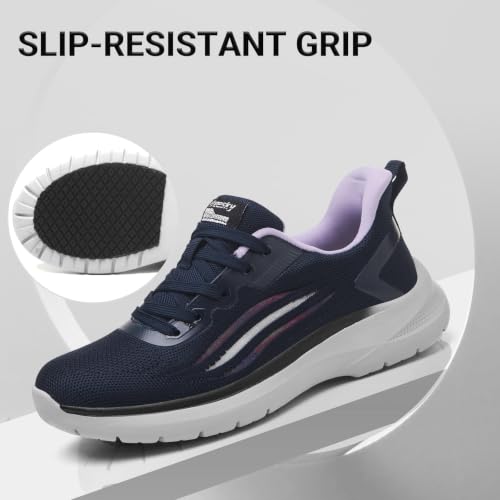 Image of Treesky Non Slip Work Shoes for Women, Restaurant & Kitchen Sneakers | Slip resistant soles, lightweight cushioning, breathable knit, removable insole, for nursing, food service & long shifts