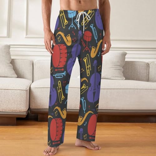 Trumpet Musical Instrument Pattern Comfy Pajama Pants Adjustable Sleepwear Beach Pants for Men2