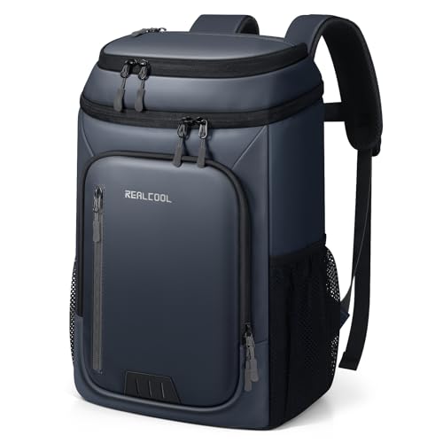 RealCool Insulated Cooler Backpack, 33 Can Leakproof Soft Camping Bag