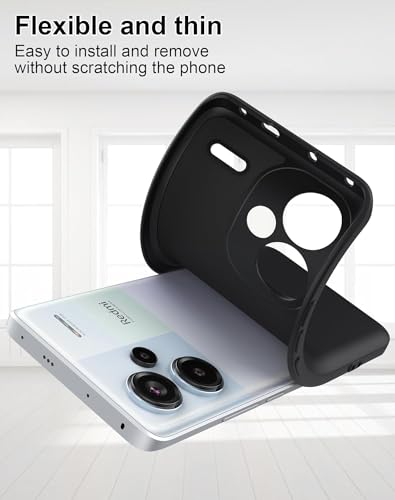 Image of DIZORO Compatible with Mi Redmi Note 13 Pro Plus 5G Back Cover with Upgraded Square Edges for Camera Protection Shockproof Flexible Matte Liquid Silicone Mobile Phone Case (Black)