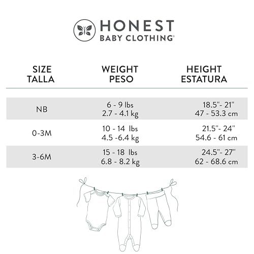 HonestBaby Multipack Gift Sets 100% Organic Cotton for Newborn Infant Baby Boys, Girls, Unisex, Jumbo Leaf Sage, Newborn - Thumbnail 6