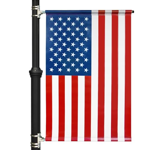 Anley American Flag Street Light Pole Banner 30x48 In - Heavy Duty 18oz Vinyl Double Sided Print - US National United States Pole Flag for July 4th, Independence Day (Banner Only)