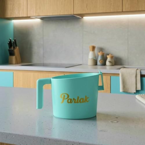 Image of Milk and Oil Packet Holder, Black Plastic Kitchen Organizer with Handle, Cylindrical Spill-Proof Pouring Container (Green, Small)